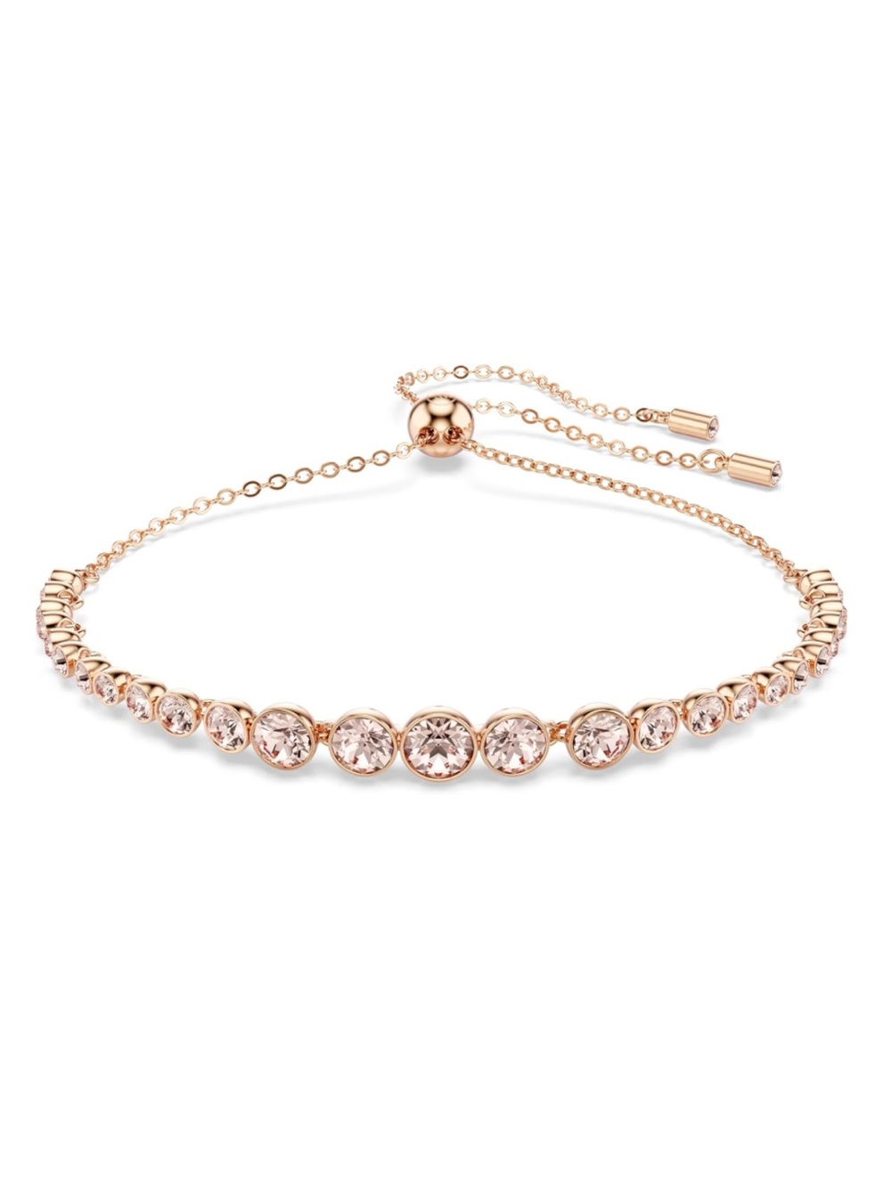 Swarovski Emily Rose Gold Tennis Bracelet Pink Crystal Adjustable - New